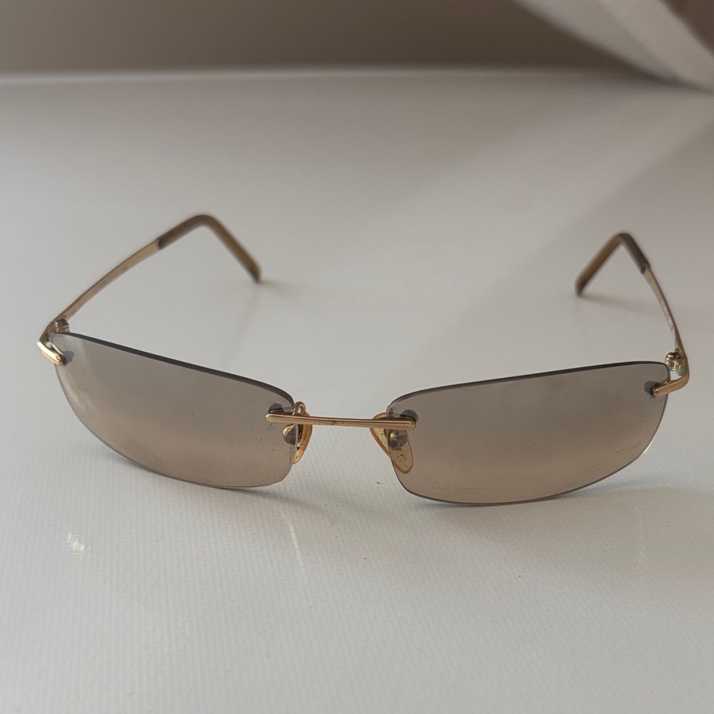 Vogue Gold and Brown Rimless Sunglasses